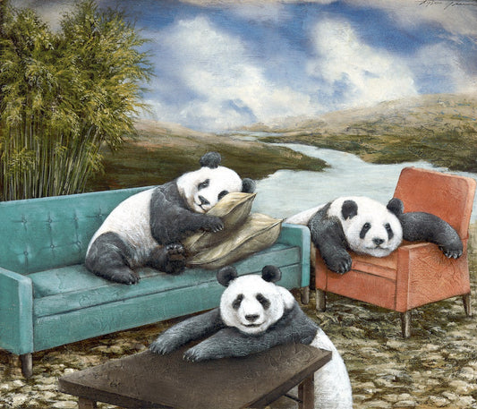 Tyson Grumm Slacking Pandas Wooden Jigsaw Puzzle