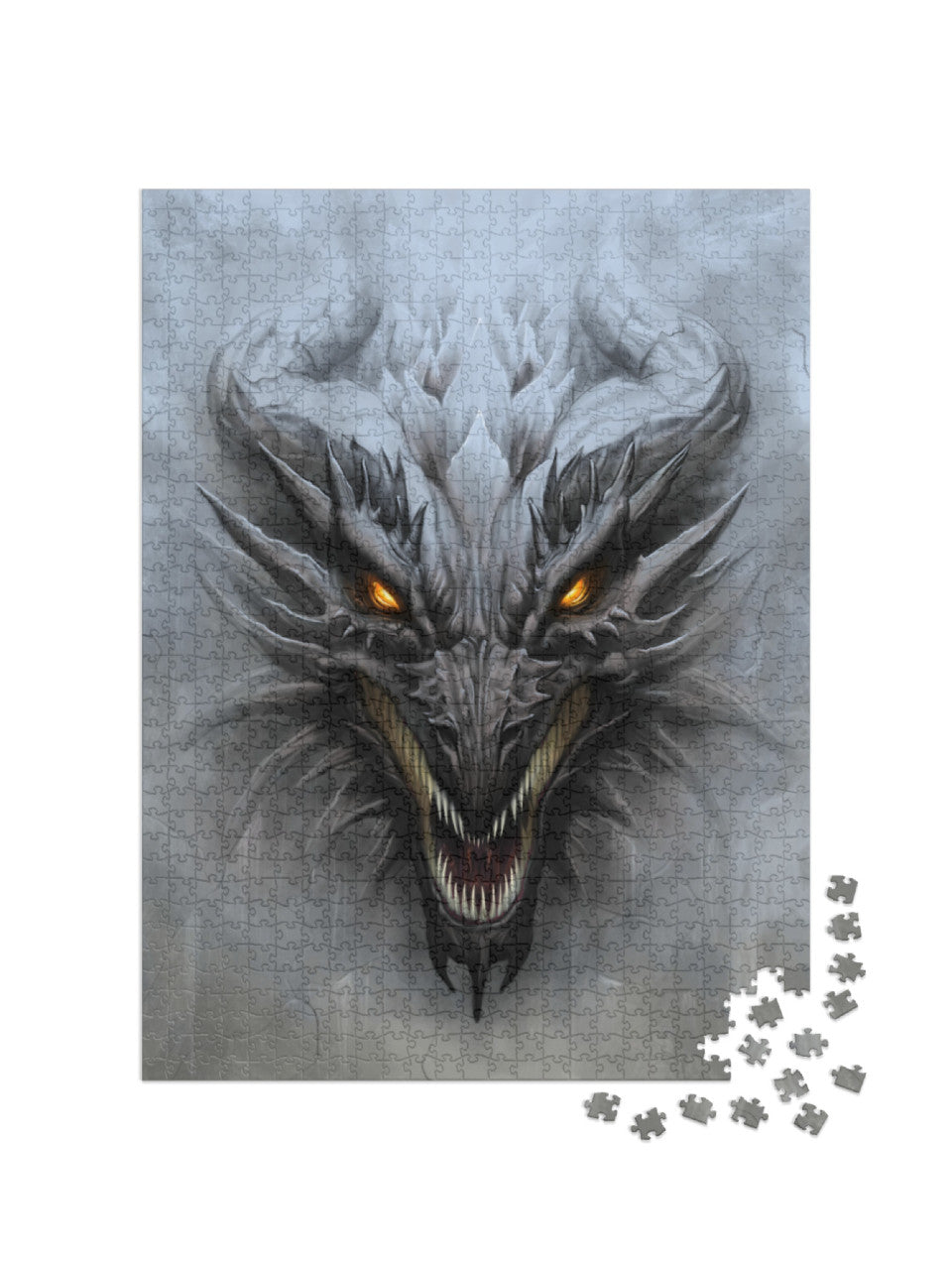 Dragon Head on the Gray Stone Background