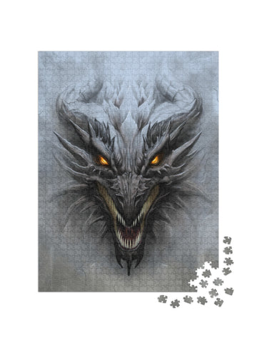 Dragon Head on the Gray Stone Background