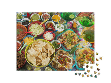 Mexikanisches Essen Nacho Buffet Foto Collage Puzzle