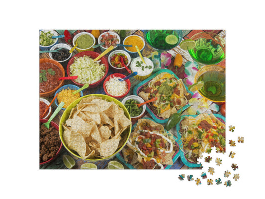 Mexican Food Nacho Buffet Photo Collage Jigsaw Puzzle