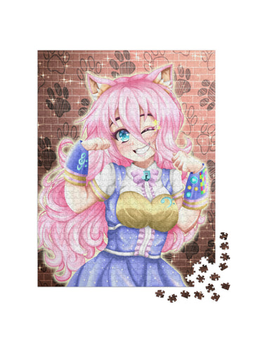 Happy Kawaii Anime Neko Girl of Pink Hair